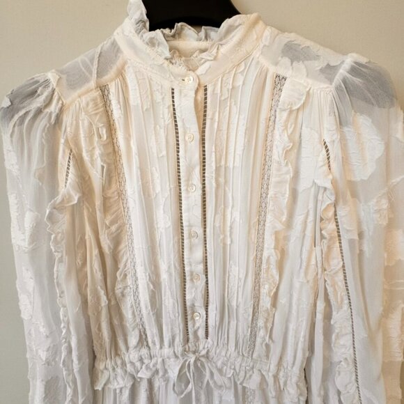 Joie Adel B Lace Ruffled Floral Long Sleeve Mini Dress - Picture 7 of 13